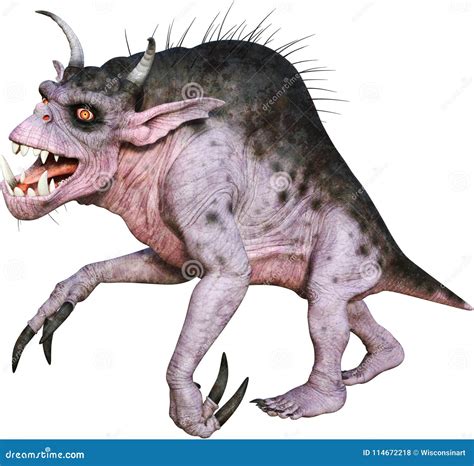 Funny Cartoon Monster Beast Isolated Mythical Animal Stock Photo