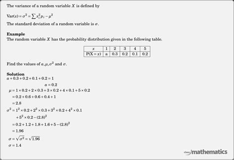 Variance And Standard Deviation Maths Advanced Year 11 NSW