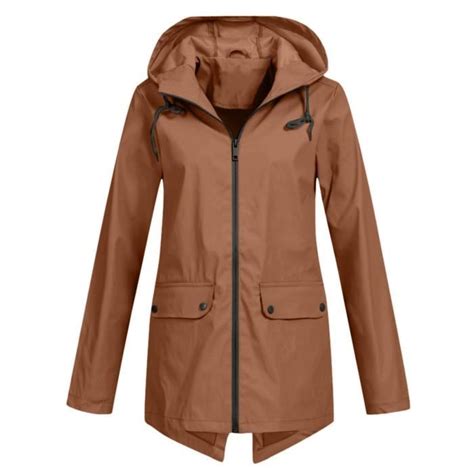 Trench Femme Décontracté Solide Extérieur Taille Plus À Capuche Coupe