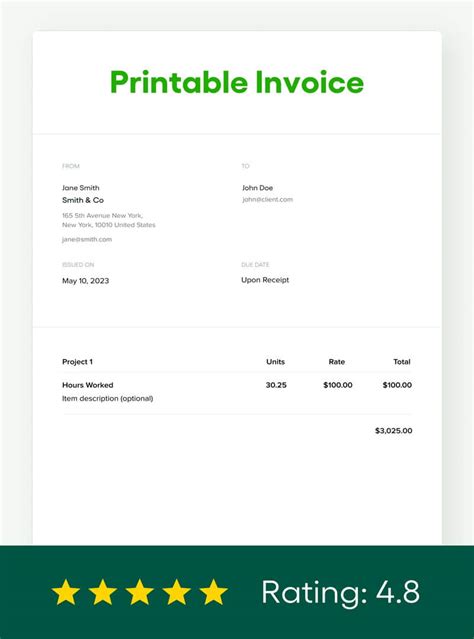 Blank Invoice Template Hourly