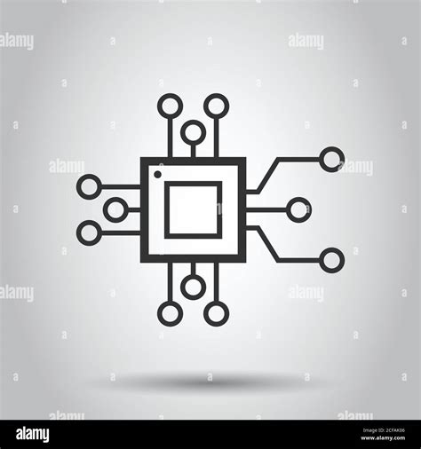 Computer Chip Icon In Flat Style Circuit Board Vector Illustration On