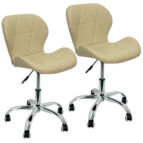 Kit Cadeiras Slim Office Estofada Base Giratória Cromada Nude