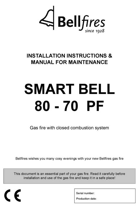 BELLFIRES SMART BELL 80 PF INSTALLATION INSTRUCTIONS MANUAL FOR