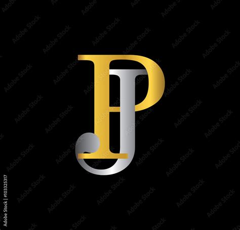 Vetor De PJ Initial Letter With Gold And Silver Do Stock Adobe Stock