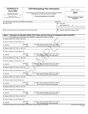 Fillable Online Dol Form 5500 Schedule D US Department Of Labor Dol