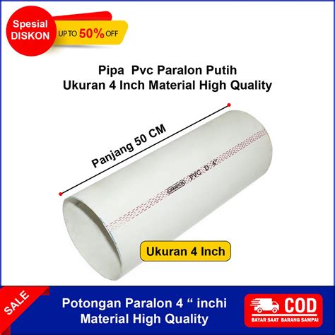 Jual PIPA PVC PRALON PUTIH 4 INCH D POTONGAN 50CM PIPA PVC MURAH PIPA