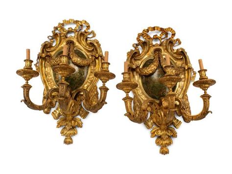 51BidLive A Pair Of Louis XV Style Gilt Bronze Sconces With