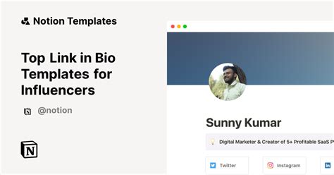 Top Link In Bio Templates For Influencers Notion Template Marketplace