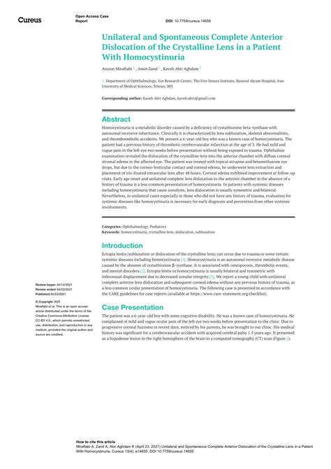 Pdf Unilateral And Spontaneous Complete Anterior Dislocation Of The