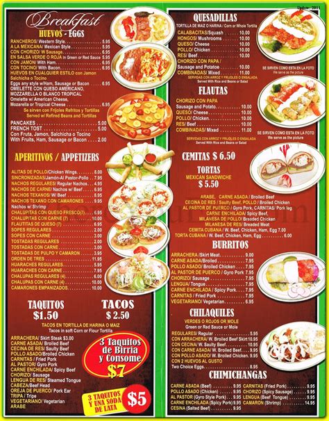 Tacos Mexico Restaurant In Queens Official Menus And Photos