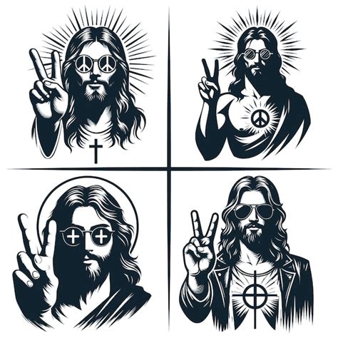 Premium Vector Cool Jesus Svg Son Of God Svg Jesus Peace Sign Clipart