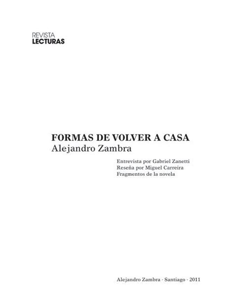 FORMAS DE VOLVER A CASA Revista Lecturas