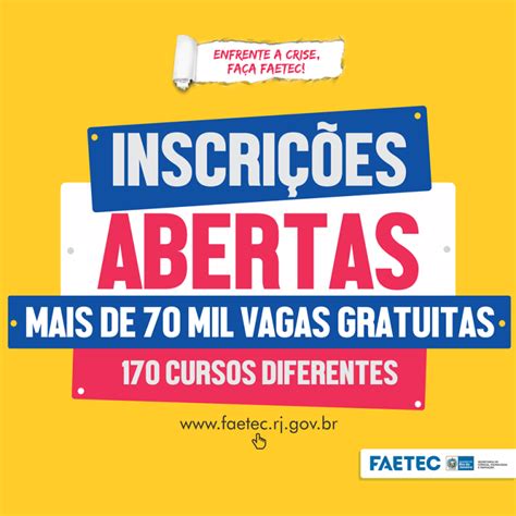 FAETEC INSCRIÇÕES 2025 Cursos Resultado INSCREVA SE