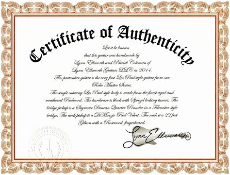 Free Editable Certificate Of Authenticity Template Dev Onallcylinders