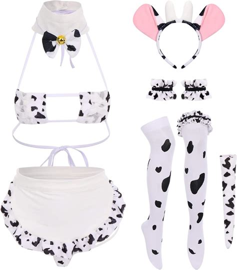 Womens Sexy Milk Cow Maid Lingerie Set Anime Lolita Japanese Cosplay