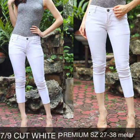 Jual 7 9 CUT PREMIUM WHITE 27 38 CELANA JEANS WANITA PUTIH Shopee