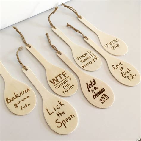 Wood Spoon Ornament With Food Puns And Funny Sayings Laser Etsy