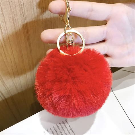 Fluffy Fur Pom Keychain Soft Plush Faux Rabbit Fur Ball Bag Pendant