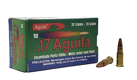 Aguila Ammunition 17 Aguila 20 Grain Solid Point 50 Rounds Brass Case