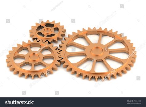 Copper Gears On White Background Stock Photo 74434738 Shutterstock