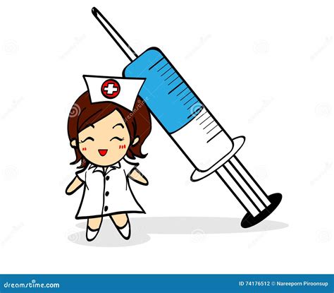 Nurse And Syringe Cartoon Character Stock Vector Illustration Of Occupation Japan 74176512