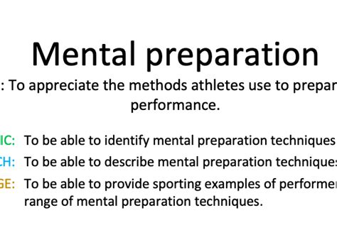 Ocr Gcse Pe Paper Mental Preparation Teaching Resources