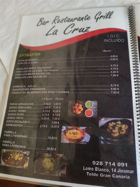 Menu At Restaurante Grill La Cruz Telde