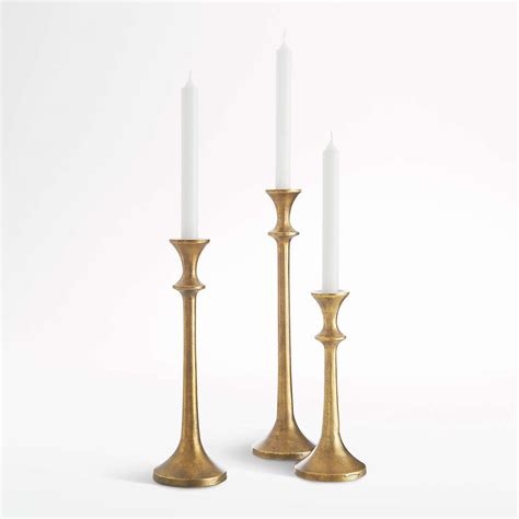 Emmett Antique Brass Taper Candle Holders | Crate & Barrel