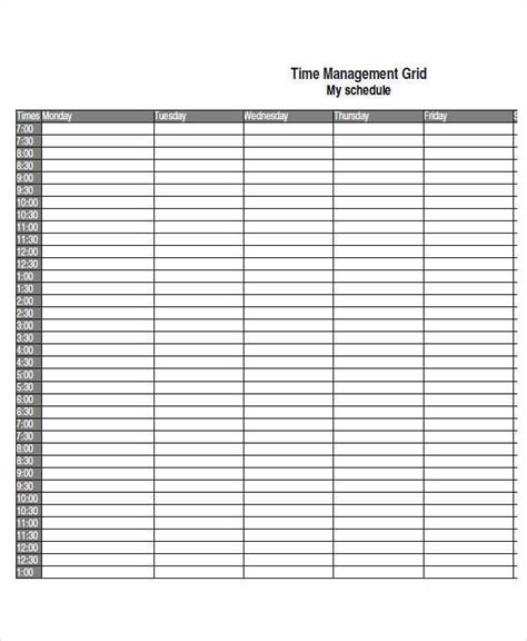 Time Management Template For Students