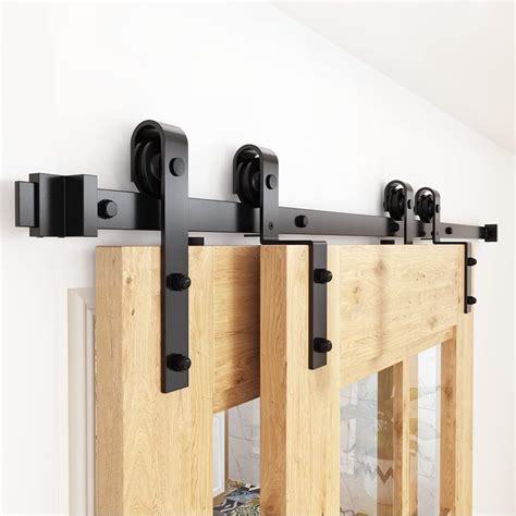 Zekoo 10ft Single Track Bypass Sliding Barn Door Hardware Low Ceiling