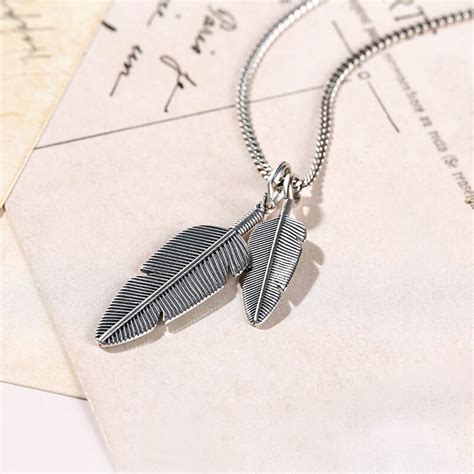 Jeulia Feather Sterling Silver Mens Necklace Jeulia Jewelry