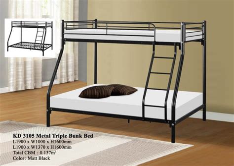 KD 3105 Metal Triple Bunk Bed – Domica Furniture