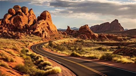 Paisaje De La Carretera Del Desierto Foto Premium