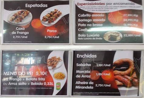 Menu Em Rei Dos Frangos Bbq Santo Ant Nio Dos Cavaleiros Av Infante