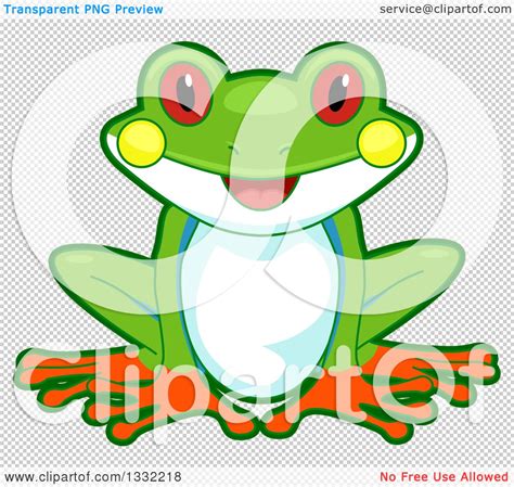 Clipart of a Cute Happy Tree Frog Sitting - Royalty Free Vector ...