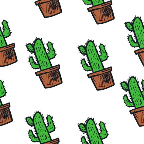 Premium Vector | Cactus illustration vector pattern seamless