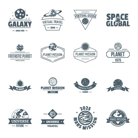 Space Moon Planet Vector Hd Images Space Planet Logo Icons Set