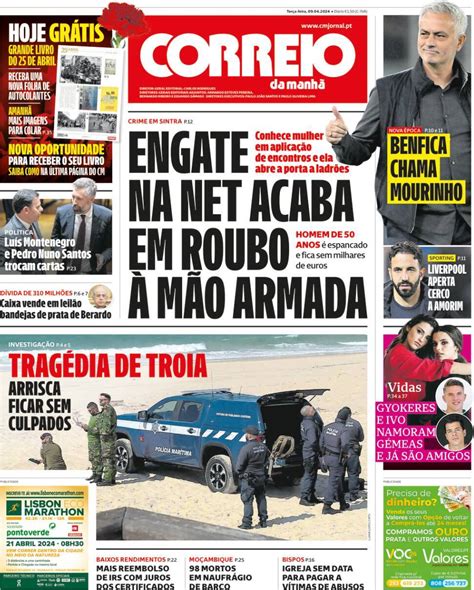 Capa Correio da Manhã 9 abril 2024 capasjornais pt