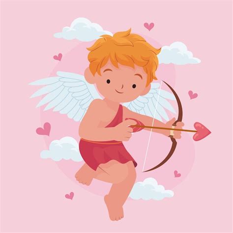 Colección plana de personajes de cupido del día de san valentín