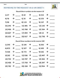 Rounding to the nearest 100 Worksheets