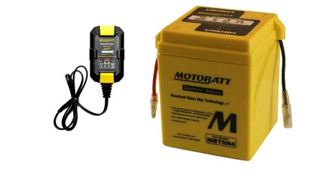 Motobatt Maintenance Charger Mbrc1 With Mbt6n4 Quadflex Agm Factory Activated Battery Store