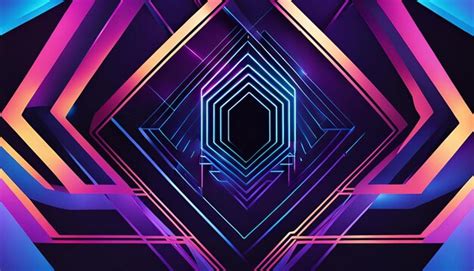 Abstract Geometric Blue And Purple Neon Background Premium Ai Generated Image