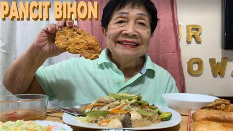 FRIED CHICKEN LUMPIANG TOGUE PANCIT BIHON MUKBANG YouTube