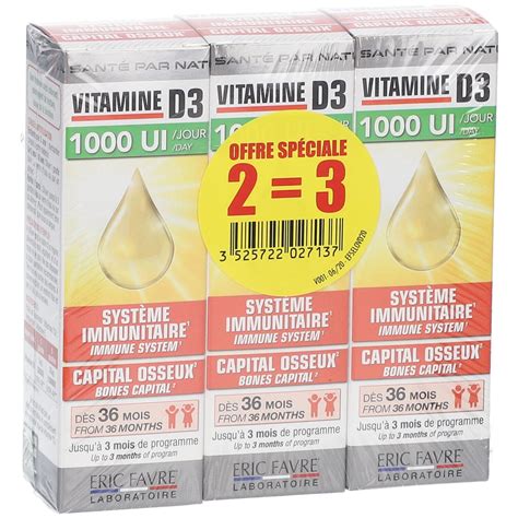 ERIC FAVRE Vitamine D3 Lot De 3 3x20 Ml Redcare Pharmacie