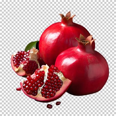 Premium PSD Fresh Pomegranate With Green Leaves Isolated On