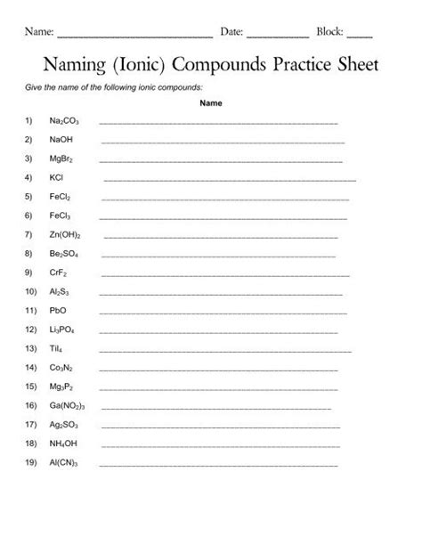 Naming Ionic Compounds Worksheet 2