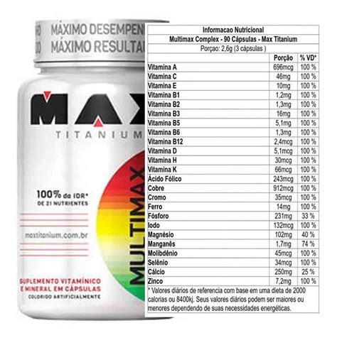 Multimax Complex 90 Cápsulas Max Titanium Multivitaminico Mercado Livre