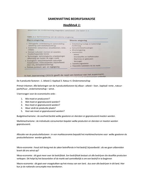 Samenvatting Bedrijfsanalyse 11 Samenvatting Bedrijfsanalyse Hoofdstuk 1 De 4 Productie