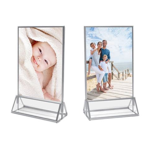 NIUBEE 6Pack 4x6 Clear Acrylic Sign Holder With Sliver Borders And