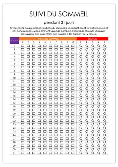 Suivi Du Sommeil Imprimer Calendrier Su